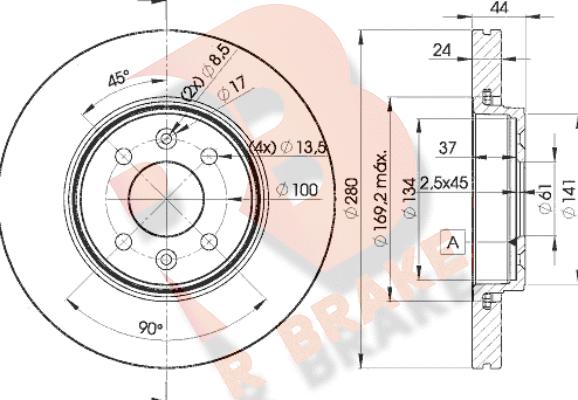 R Brake 78RBD27829 - Bremžu diski ps1.lv