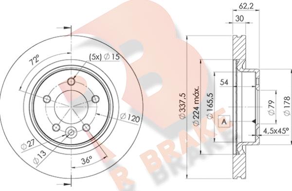 R Brake 78RBD27362 - Bremžu diski ps1.lv