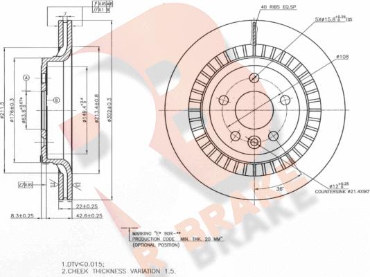 R Brake 78RBD27305 - Bremžu diski ps1.lv