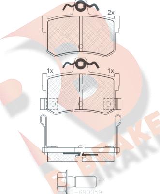 R Brake RB0995-701 - Bremžu uzliku kompl., Disku bremzes ps1.lv