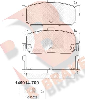 R Brake RB0914-700 - Bremžu uzliku kompl., Disku bremzes ps1.lv