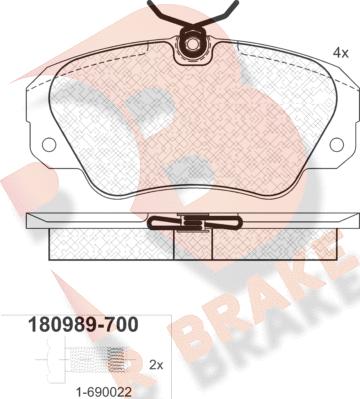 R Brake RB0989-700 - Bremžu uzliku kompl., Disku bremzes ps1.lv