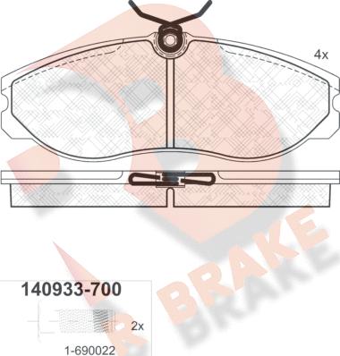 R Brake RB0933-700 - Bremžu uzliku kompl., Disku bremzes ps1.lv