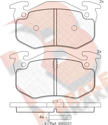 R Brake RB0929 - Bremžu uzliku kompl., Disku bremzes ps1.lv