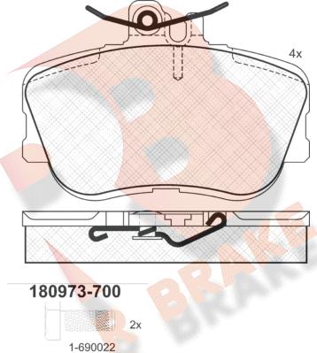 R Brake RB0973-700 - Bremžu uzliku kompl., Disku bremzes ps1.lv