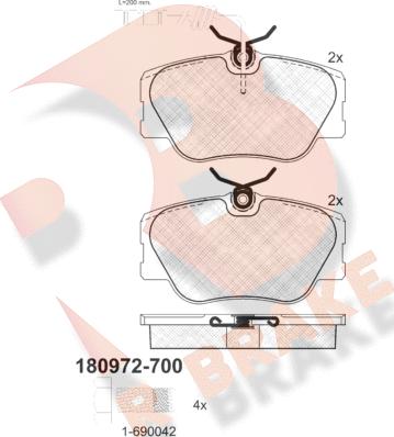 R Brake RB0972-700 - Bremžu uzliku kompl., Disku bremzes ps1.lv