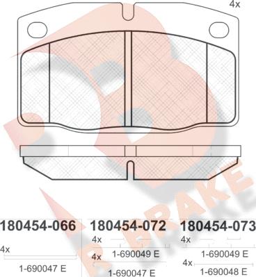 R Brake RB0454 - Bremžu uzliku kompl., Disku bremzes ps1.lv