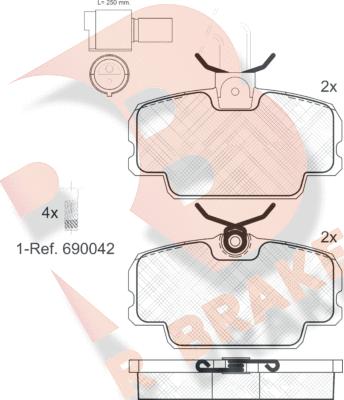 R Brake RB0419-006 - Bremžu uzliku kompl., Disku bremzes ps1.lv