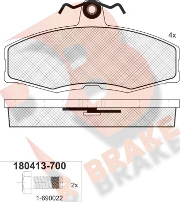 R Brake RB0413-700 - Bremžu uzliku kompl., Disku bremzes ps1.lv