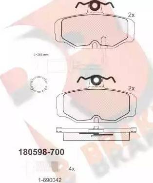 R Brake RB0598-700 - Bremžu uzliku kompl., Disku bremzes ps1.lv