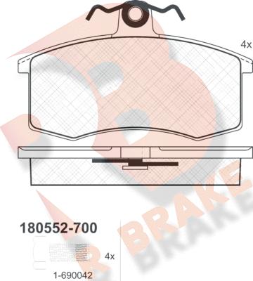 R Brake RB0552-700 - Bremžu uzliku kompl., Disku bremzes ps1.lv