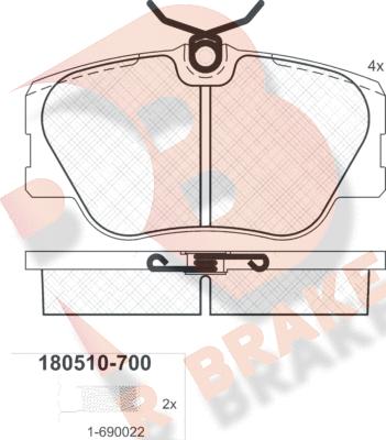 R Brake RB0510-700 - Bremžu uzliku kompl., Disku bremzes ps1.lv