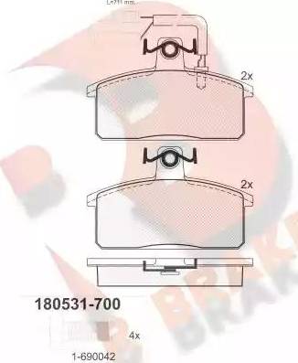 R Brake RB0531-700 - Bremžu uzliku kompl., Disku bremzes ps1.lv