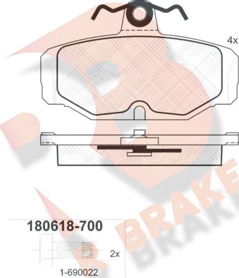 R Brake RB0618-700 - Bremžu uzliku kompl., Disku bremzes ps1.lv