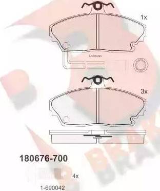 R Brake RB0676-700 - Bremžu uzliku kompl., Disku bremzes ps1.lv