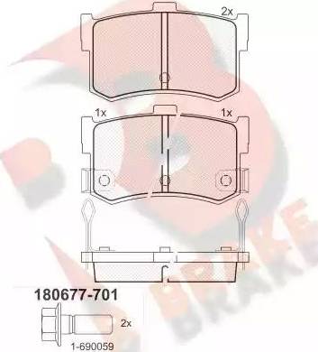 R Brake RB0677-701 - Bremžu uzliku kompl., Disku bremzes ps1.lv