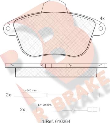 R Brake RB0857 - Bremžu uzliku kompl., Disku bremzes ps1.lv