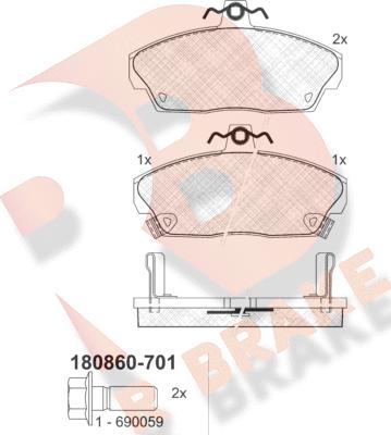 R Brake RB0860-701 - Bremžu uzliku kompl., Disku bremzes ps1.lv