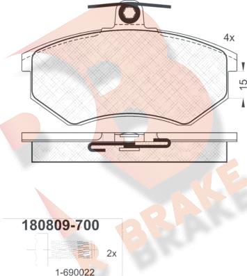 R Brake RB0809-700 - Bremžu uzliku kompl., Disku bremzes ps1.lv