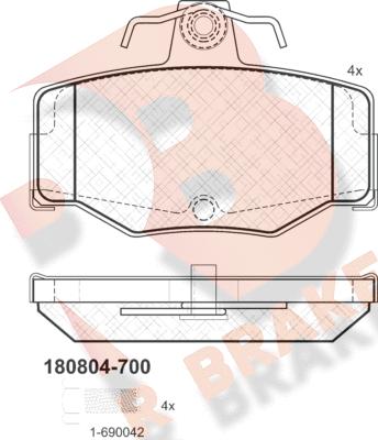 R Brake RB0804-700 - Bremžu uzliku kompl., Disku bremzes ps1.lv