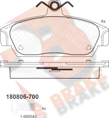 R Brake RB0806-700 - Bremžu uzliku kompl., Disku bremzes ps1.lv