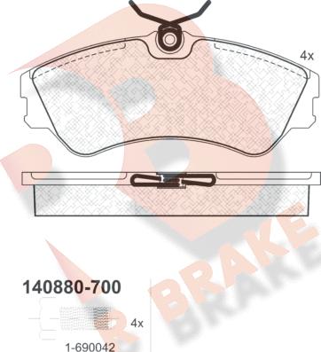 R Brake RB0880-700 - Bremžu uzliku kompl., Disku bremzes ps1.lv