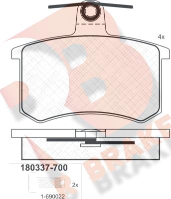 R Brake RB0337-700 - Bremžu uzliku kompl., Disku bremzes ps1.lv