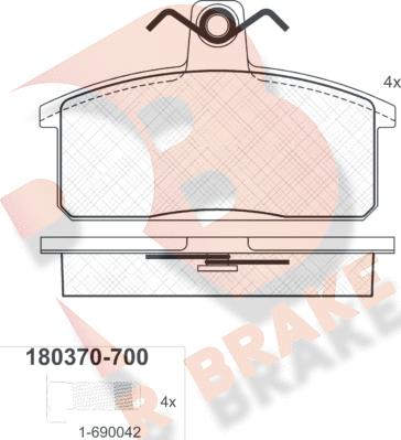 R Brake RB0370-700 - Bremžu uzliku kompl., Disku bremzes ps1.lv