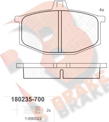 R Brake RB0235-700 - Bremžu uzliku kompl., Disku bremzes ps1.lv