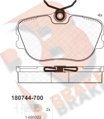 R Brake RB0744-700 - Bremžu uzliku kompl., Disku bremzes ps1.lv