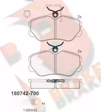 R Brake RB0742-700 - Bremžu uzliku kompl., Disku bremzes ps1.lv