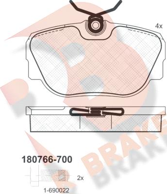 R Brake RB0766-700 - Bremžu uzliku kompl., Disku bremzes ps1.lv