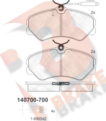 R Brake RB0700-700 - Bremžu uzliku kompl., Disku bremzes ps1.lv