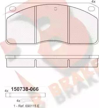 R Brake RB0738 - Bremžu uzliku kompl., Disku bremzes ps1.lv