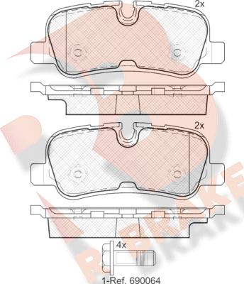 R Brake RB1946 - Bremžu uzliku kompl., Disku bremzes ps1.lv