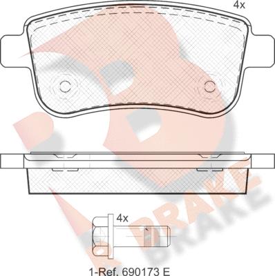 R Brake RB1904 - Bremžu uzliku kompl., Disku bremzes ps1.lv