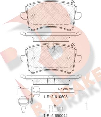 R Brake RB1986-203 - Bremžu uzliku kompl., Disku bremzes ps1.lv