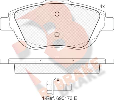 R Brake RB1925 - Bremžu uzliku kompl., Disku bremzes ps1.lv