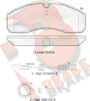 R Brake RB1499-203 - Bremžu uzliku kompl., Disku bremzes ps1.lv