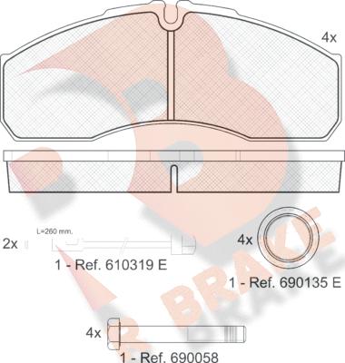 R Brake RB1499 - Bremžu uzliku kompl., Disku bremzes ps1.lv