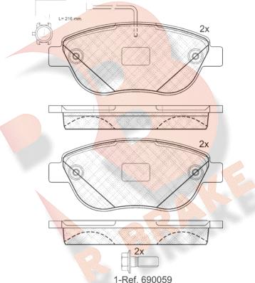 R Brake RB1440-203 - Bremžu uzliku kompl., Disku bremzes ps1.lv