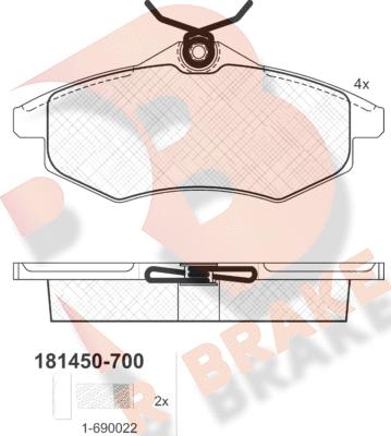 R Brake RB1450-700 - Bremžu uzliku kompl., Disku bremzes ps1.lv