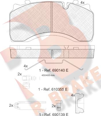 R Brake RB1430-122 - Bremžu uzliku kompl., Disku bremzes ps1.lv