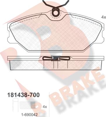 R Brake RB1438-700 - Bremžu uzliku kompl., Disku bremzes ps1.lv