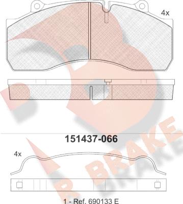 R Brake RB1437 - Bremžu uzliku kompl., Disku bremzes ps1.lv