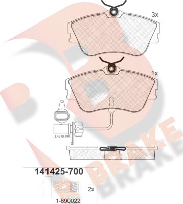 R Brake RB1425-700 - Bremžu uzliku kompl., Disku bremzes ps1.lv