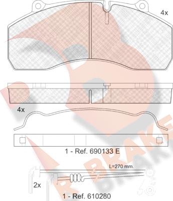 R Brake RB1423-118 - Bremžu uzliku kompl., Disku bremzes ps1.lv