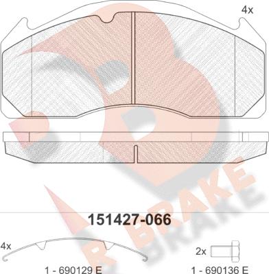 R Brake RB1427-066 - Bremžu uzliku kompl., Disku bremzes ps1.lv