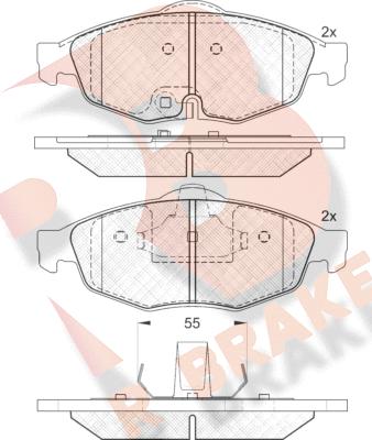 R Brake RB1559 - Bremžu uzliku kompl., Disku bremzes ps1.lv