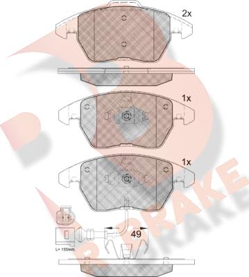 R Brake RB1567-208 - Bremžu uzliku kompl., Disku bremzes ps1.lv